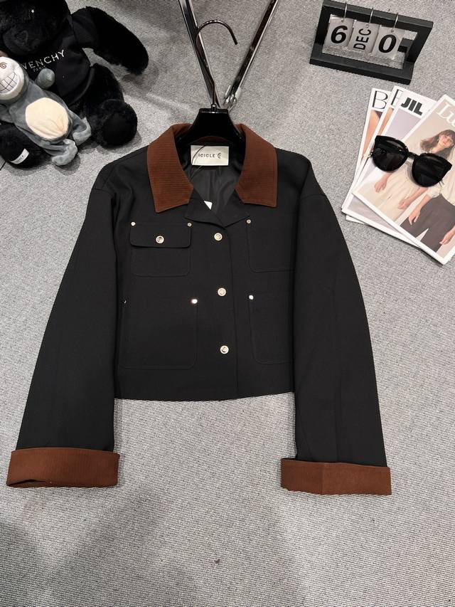 Icicl* 2025 early autumn new acetate shorts windbreaker, with contrasting color