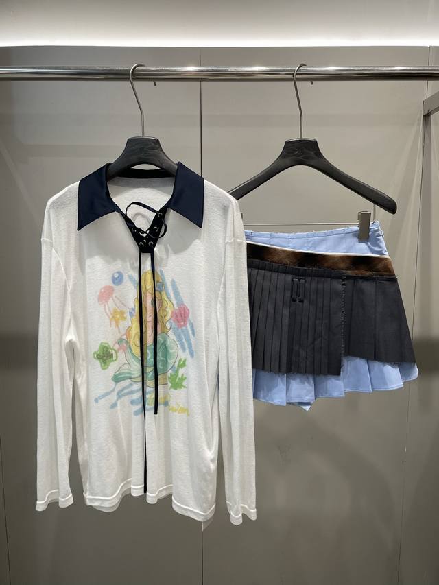 Spring and summer new arrival Mermaid print polo collar long-sleeved sunscreen