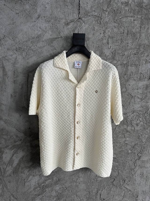 Casablanca 2025Ss crochet sweater and shirt, custom-made. Fabric: 65% cotton + 3