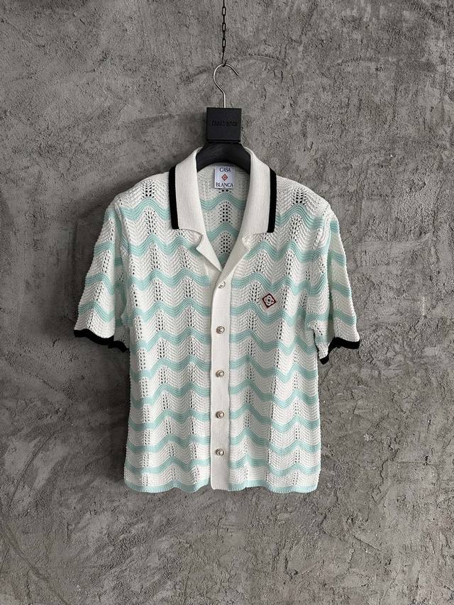 Casablanca 2025Ss black arch wave pattern woven sweater and shirt. Custom made.