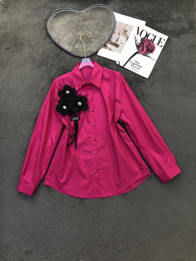 New Design sense handmade flower versatile commuter shirt Sml