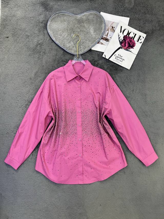 New Design lapel hot diamond loose shirt Sml