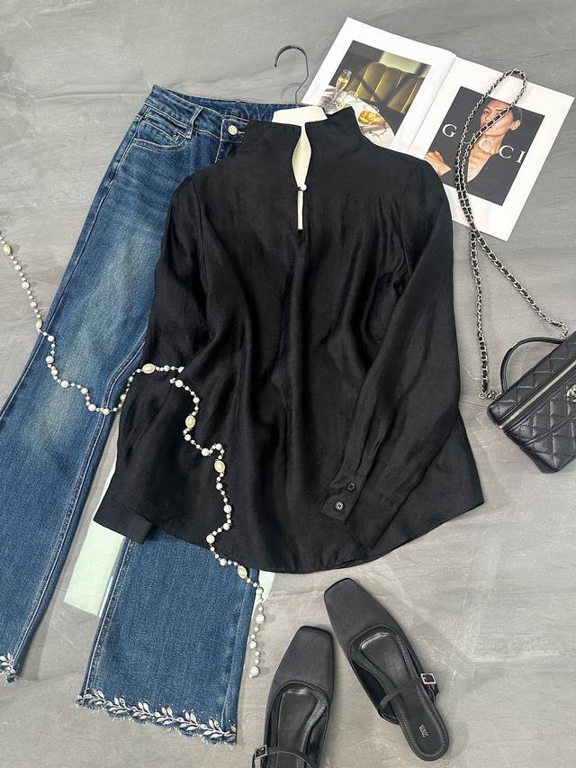 Universal and versatile Tencel jacquard double-layer top, can be worn in both fr