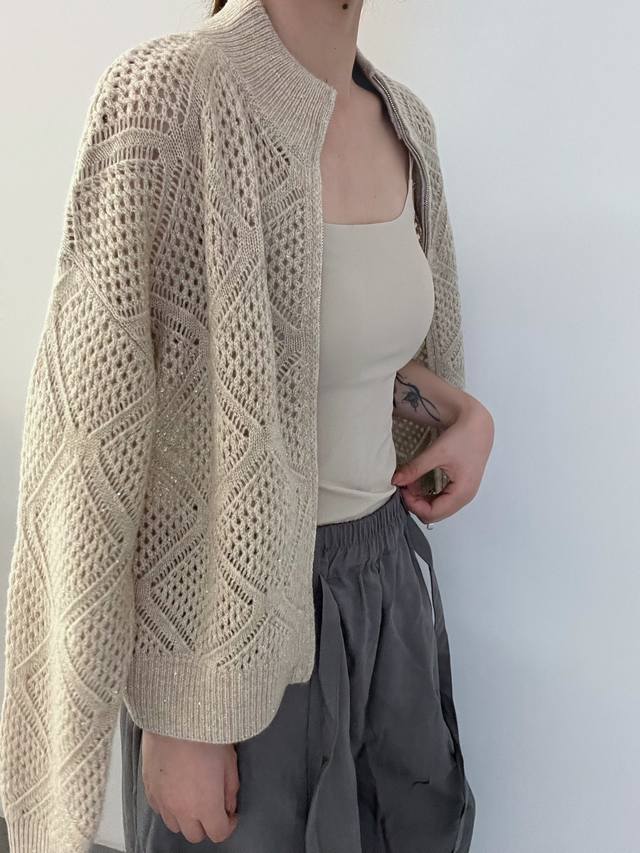 Autumn new wool zipper stand collar top Sml