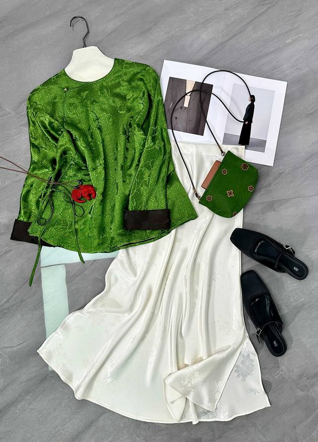 Silk shantung silk jacquard top, S- Xl