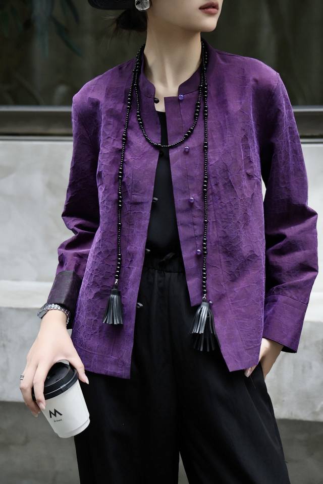 Hot item resale Turtle crackle silk shantung yarn double-sided jacket Fabric: Tu