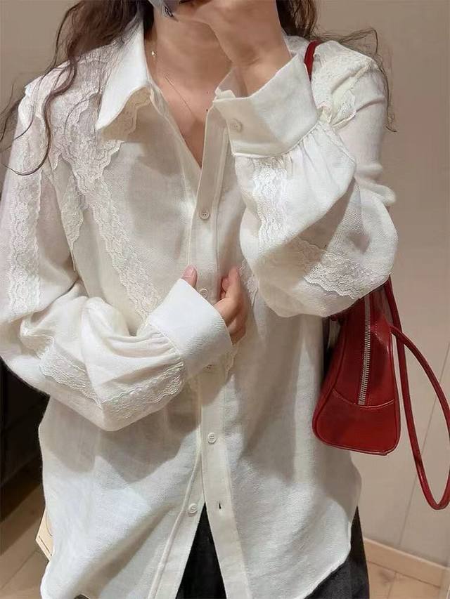 High-quality heavy linen heavy work lace blouse, beautiful! NiuhuowuD recommend