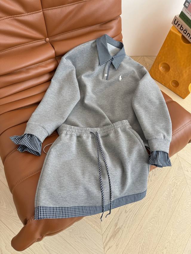 Fashionable Look 25 New Pony Embroidered Logo Faux Two-Piece Set: A royal blue