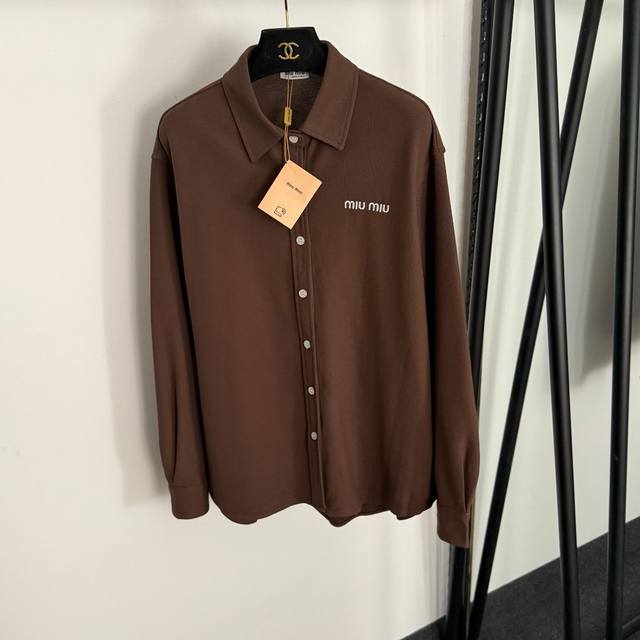 Style No. 20255384 MIumi* new minimalist logo embroidered long-sleeved shirt ja