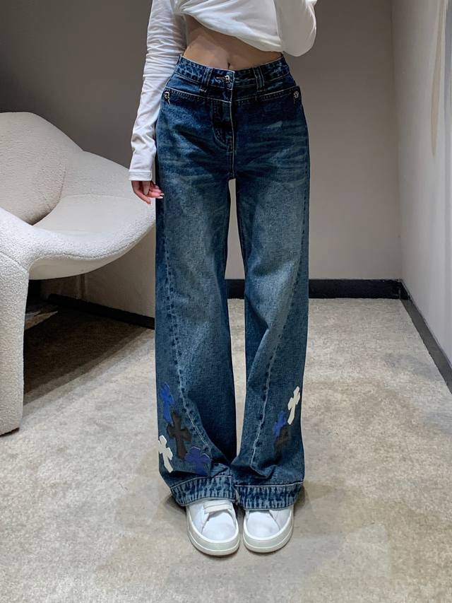 Chrome He*Rts 25Fw new fall/winter cross-patch wide-leg denim pants | Exclusive