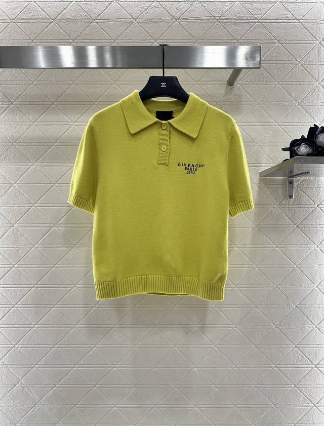 Givench*2025 New Arrivals: Half-Placket Lapel Knit Top. Custom-woven Yb cashmere