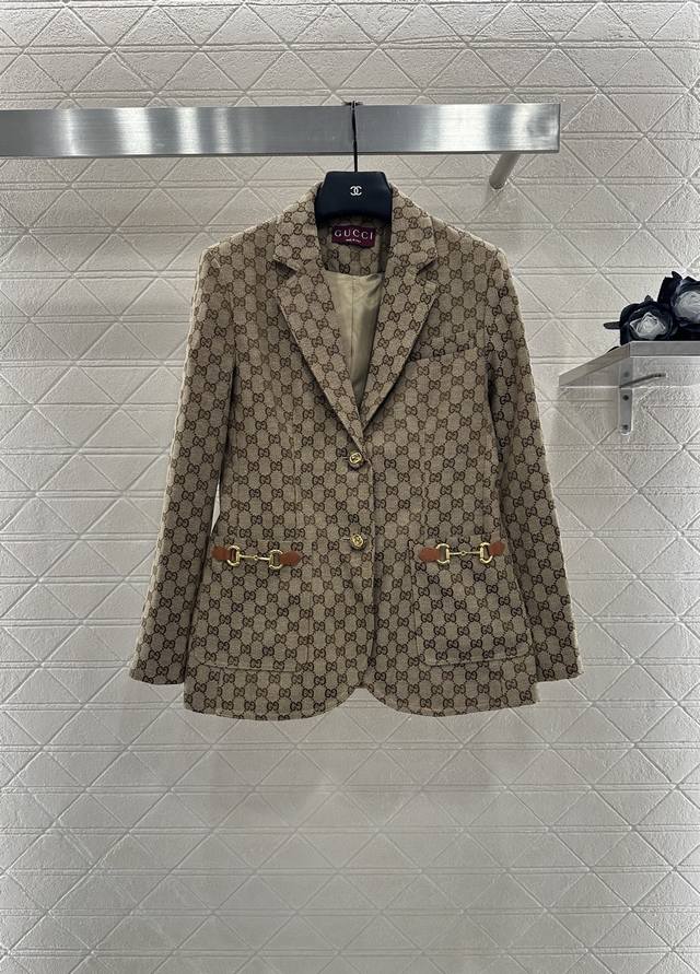 Gucc*2025 New Arrivals: Lapel Jacquard Blazer. Custom Yb imported jacquard mater
