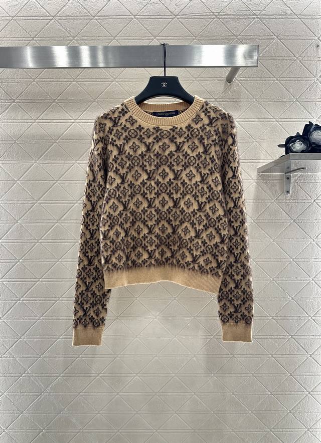 Louis Vuitto*2025 New Arrivals Crew Neck Jacquard Knit Pullover Sweater Custom Y