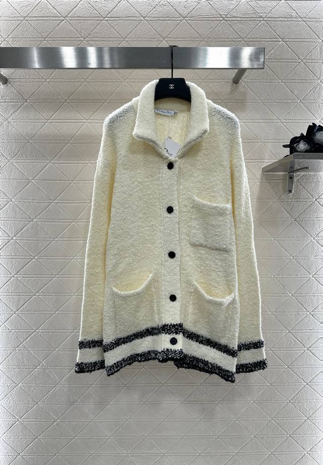 Dio*2025 New Arrivals: Striped Knit Cardigan. Custom-made with imported Yb yarn,