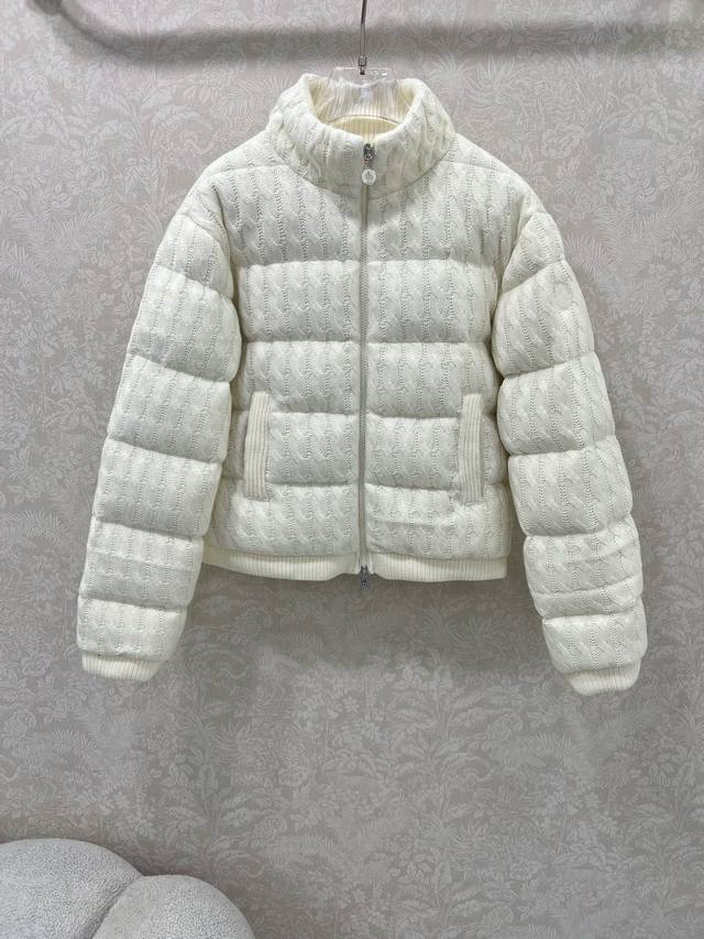 Moncle* 2025 new down jacket! 100% wool shell cable-knit down jacket! High-end v