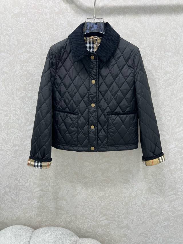 Burber*Y25 new diamond-patterned short cotton coat! Super-premium corduroy lapel