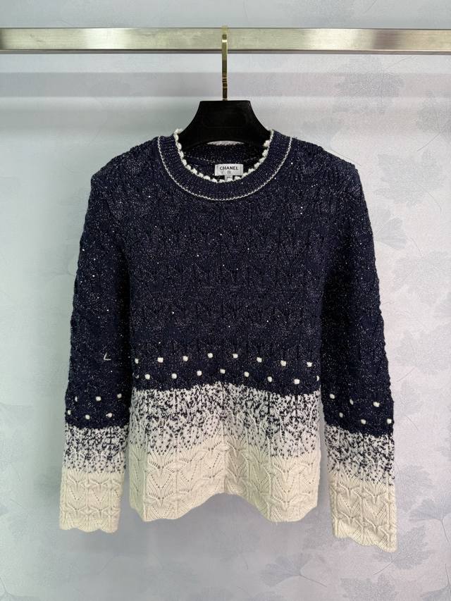 Ch* 2025 Early Fall new double-layer contrast knit top, custom-woven from import