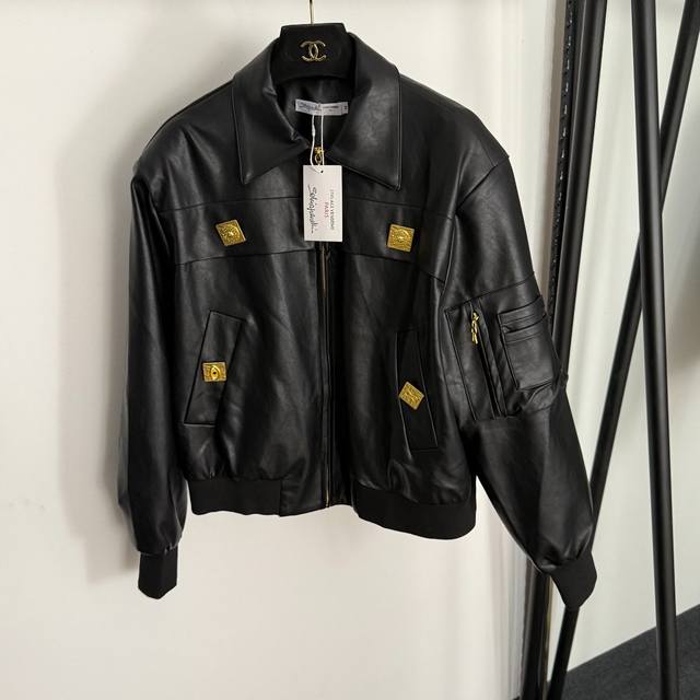 Style No. 20255378 Schiaparelli's latest high-end custom long-sleeved PU leathe