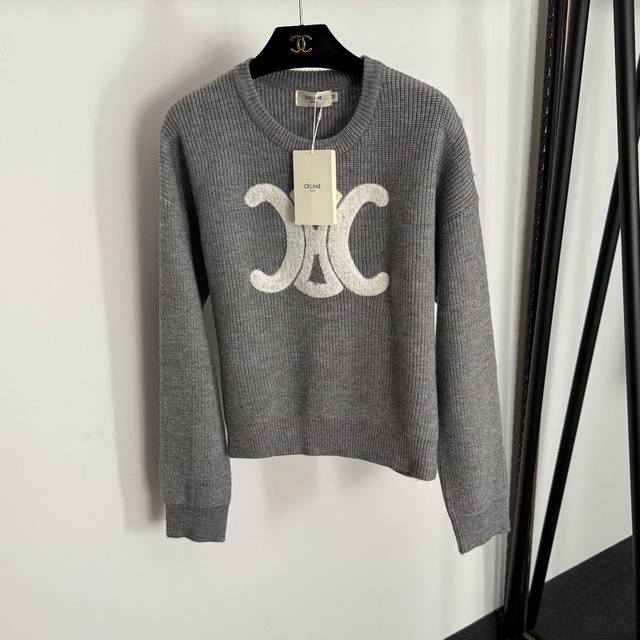 Style No. 20255353 Celin*'s new chest logo embroidered pullover long-sleeved sw