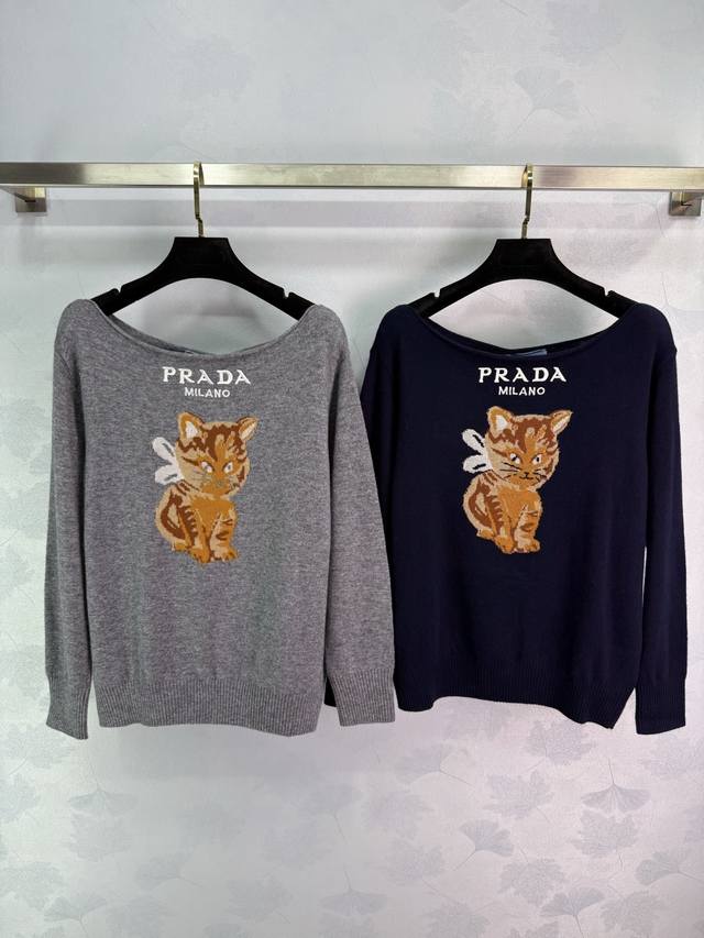 pr*25 New Early Fall Cat Embroidered Sweater. Super cute kitten pattern with win