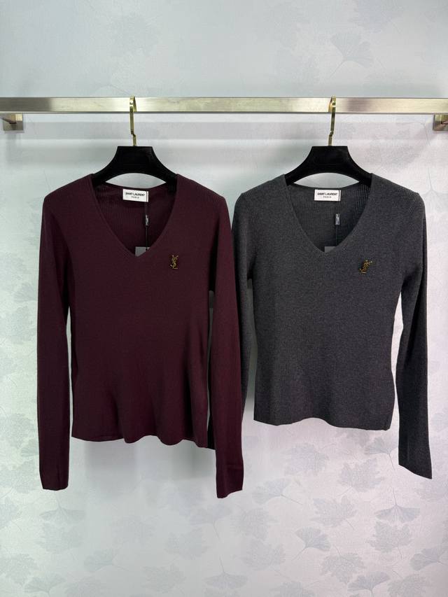 Ys* 2025 Early Fall new knitted V-neck long-sleeved top! Custom-made imported wo