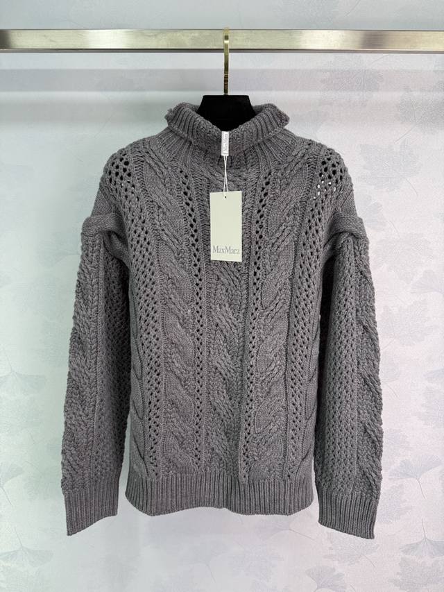 Max*25 New fall/winter high-neck wool sweater with a classic cable-knit design a
