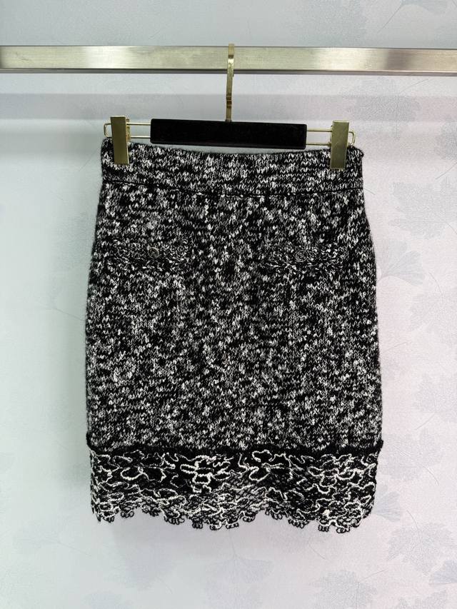 Chane*2025 Early Fall new grain lace knitted cardigan and skirt set, custom-wove