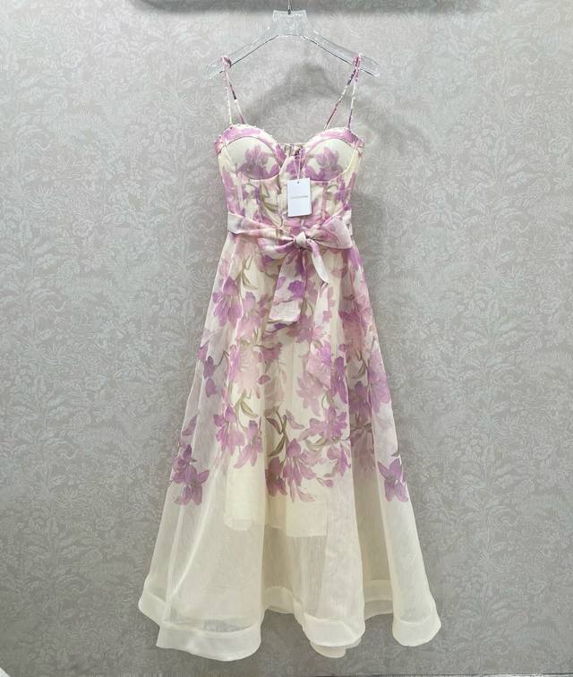 Zimmerm*25 new redbud flower print halter dress with long shoulder straps and rh