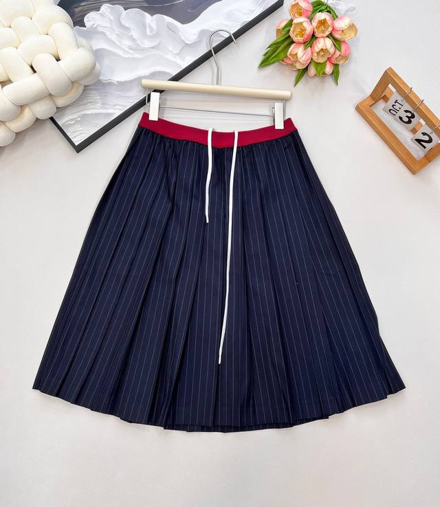 Miumiu25Fw Early Fall New Intellectual Preppy Style Pleated Long Skirt | Exclusi