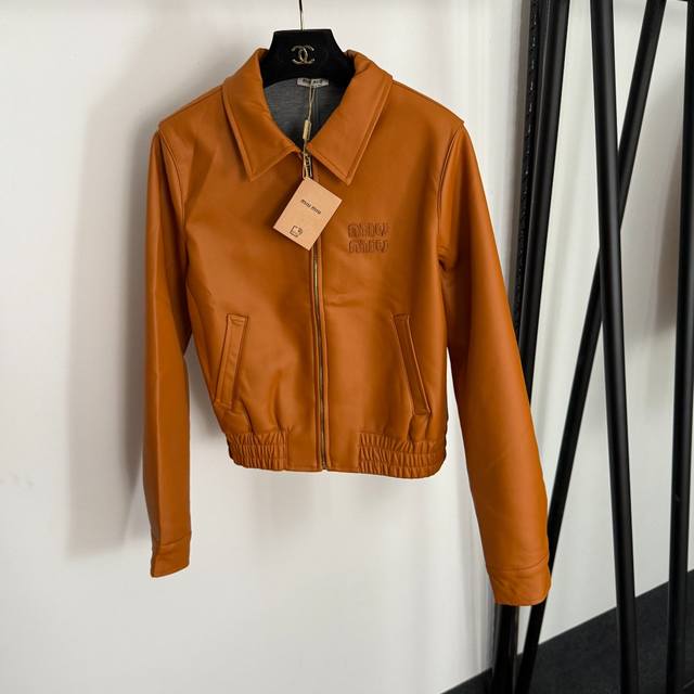 Style No. 20255351 Miumi* new chest logo embroidered letters lapel long sleeve