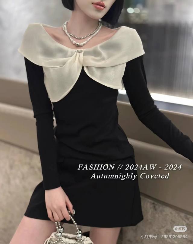 Early autumn new French contrast color bow ruffled one-shoulder blouse Size: S-