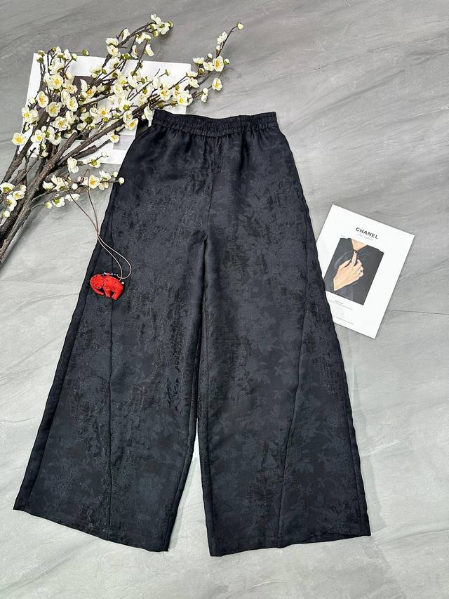 New arrival New Chinese style elastic waist dark pattern jacquard super loose w