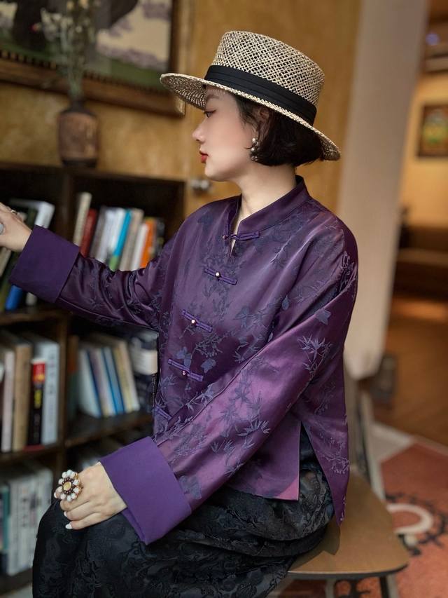 New autumn styles are now in stock! Hottest silk jacquard shantung silk top wit