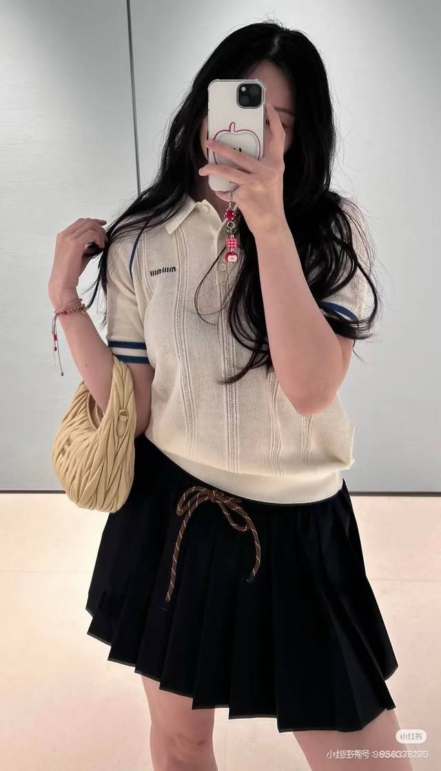 25 New college style contrast color striped pol po sweater short-sleeved top Sml