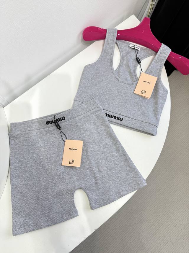 miumi* Cotton Tank Top and Shorts Set (No Returns or Exchanges)This seamless kni