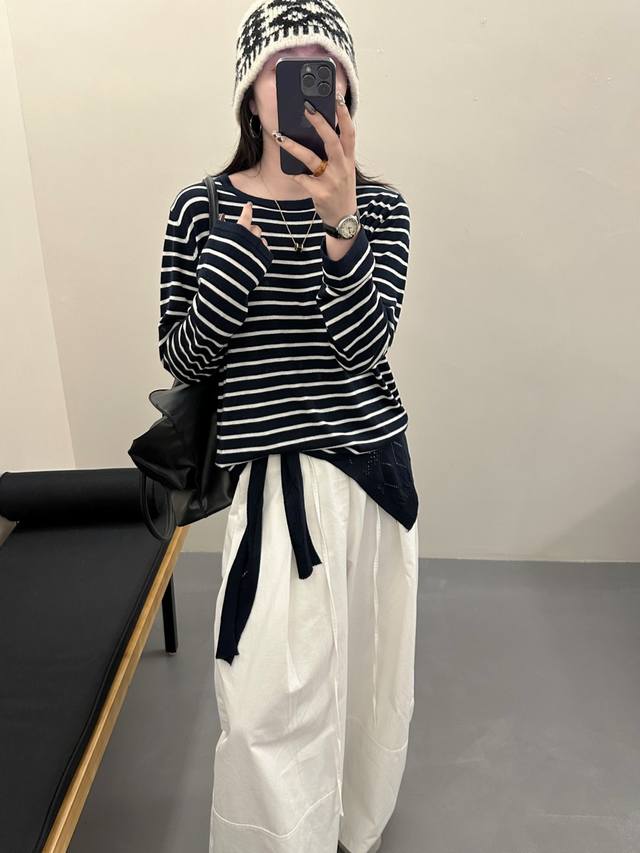 New silk wool shawl striped sweater