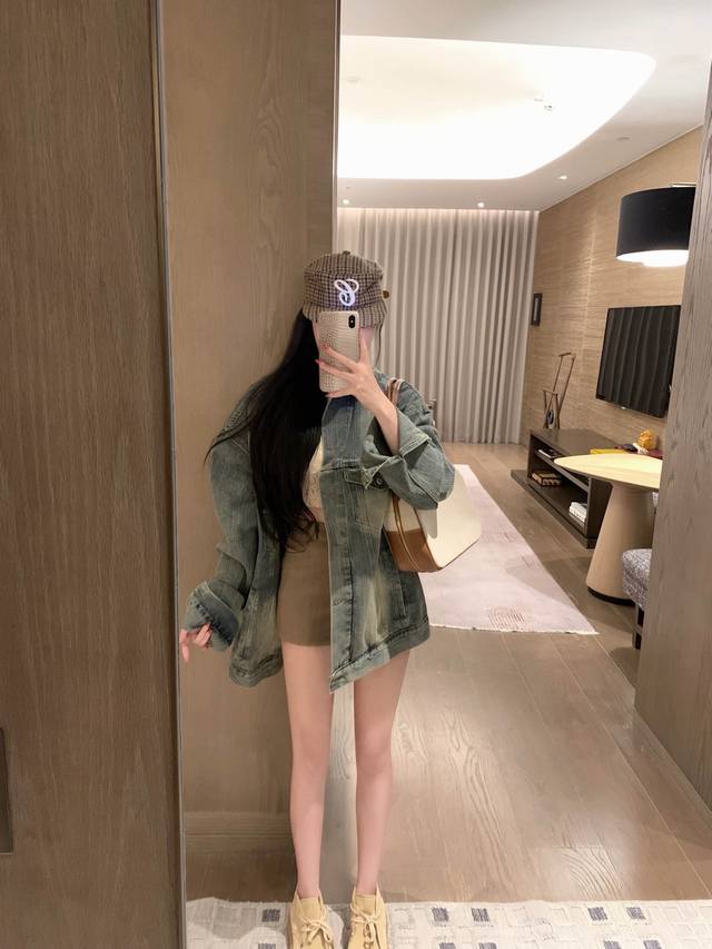 Balencia* Paris* Blcg custom button double B wheat ear hot diamond denim jacket