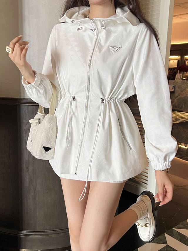 25Ss new hooded jacquard jacket triangular jacquard fabric decoration drawstring