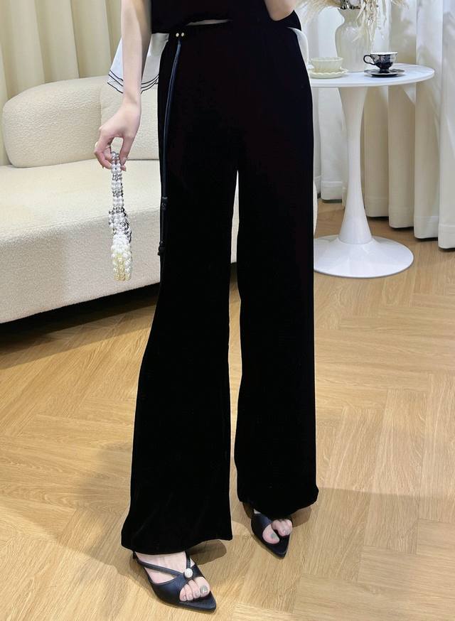 100% silk velvet exclusive original pendant rope design trousers black version