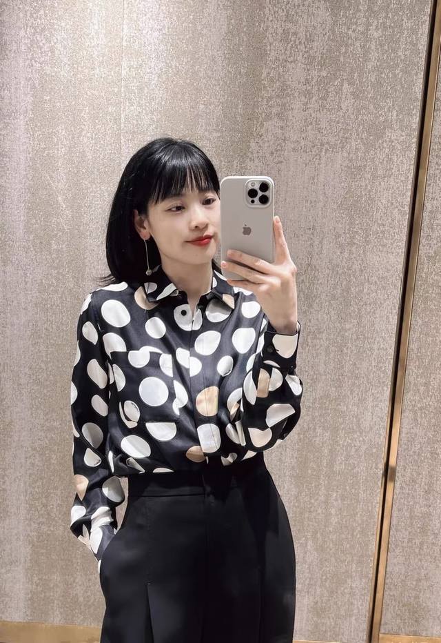 Max order hot-selling product shipped gradient polka dot silk twill shirt temper