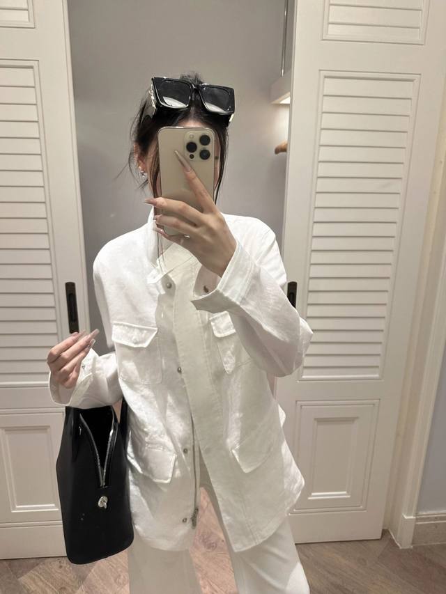 High-end luxury! 100% linen! Nanyou high-end new Lp women's linen stand-up colla