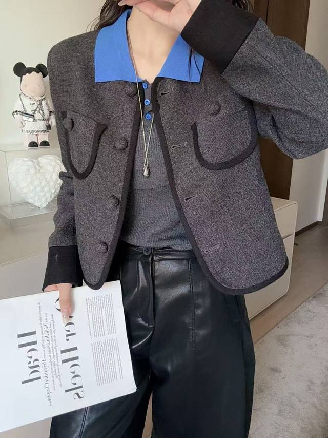 Heavyweight high-end simple hemming jacket Classic and simple yet noble Short c