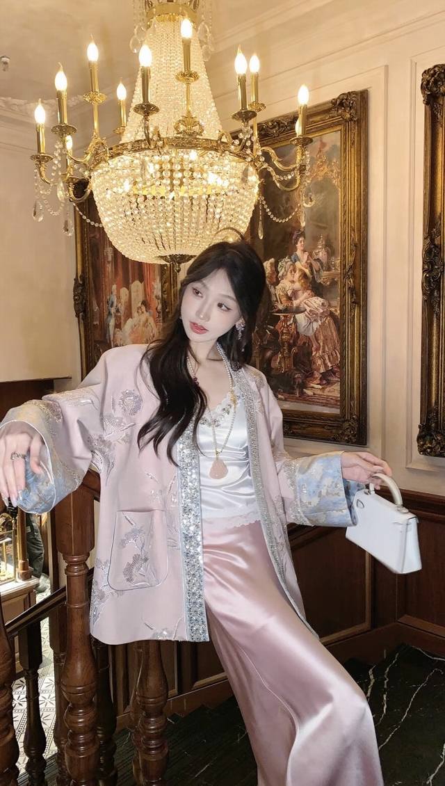 Luxury heavy hibiscus bead embroidery new Chinese style jacket with double fabri