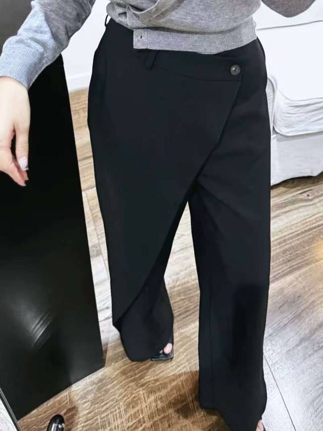 High-waisted design irregular vertical tube suit trousers, long style with high