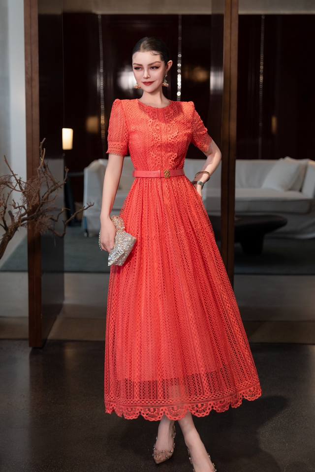 Hollow water-soluble embroidery dress S-Xxl Size: S size bust 86cm, waist 70cm,
