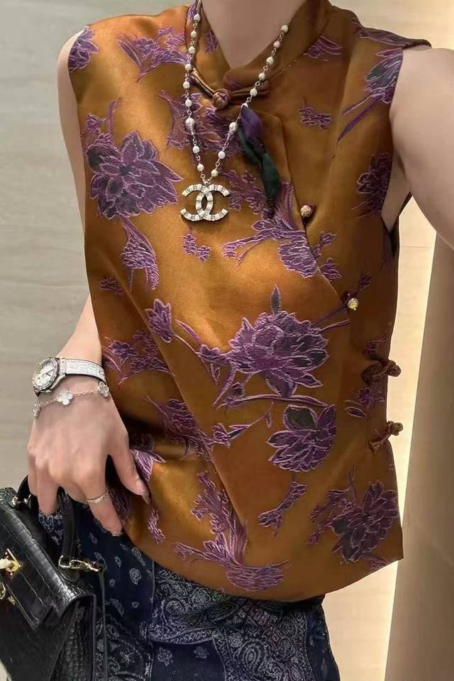 New silk oil silk vest, S