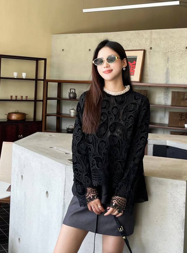 Popular fashion all-match high-quality heavy embroidery lined top European stat