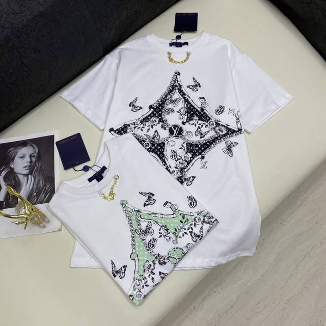 2025 New Product Real shot of Lvv's new high-quality round neck T-shirt; Made of