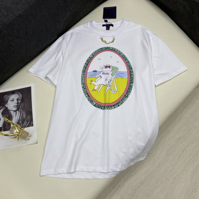 2025 New Product Real shot of Lvv's new high-quality round neck T-shirt; Made of