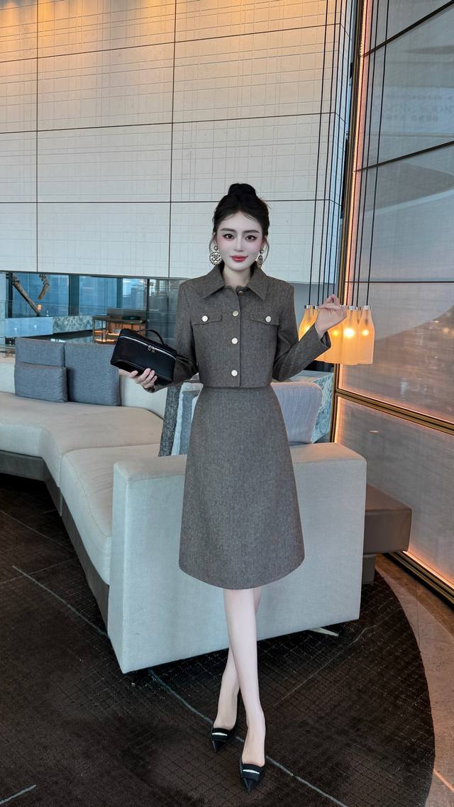 Gray coffee color S~Xxl wool fabric suit, 2025 autumn and winter new style, new